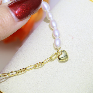 DIY配件 S925纯银珍珠项链手链空托 个性不对称套装配饰 甜美银托