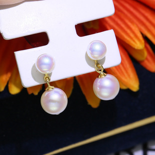 DIY饰品配件 S925纯银简约百搭双珠耳钉耳环空托半成品耳坠银托女