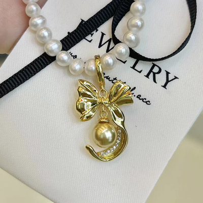 DIY配件S925纯银珍珠吊坠空托