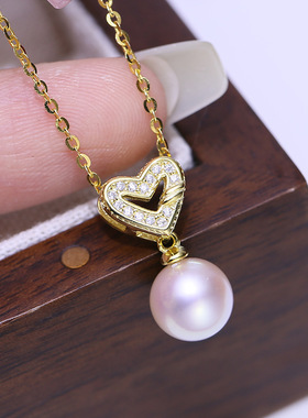 DIY配件S925纯银爱心珍珠吊坠头