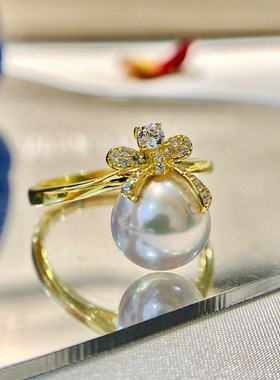 DIY配件S925纯银珍珠戒指空托