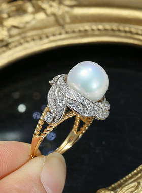 DIY配件S925纯银珍珠戒指空托