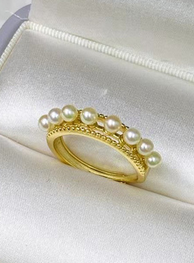 DIY配件S925纯银气质珍珠戒指空