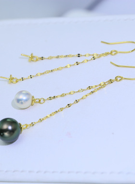 纯银亮片空托耳饰女DIY