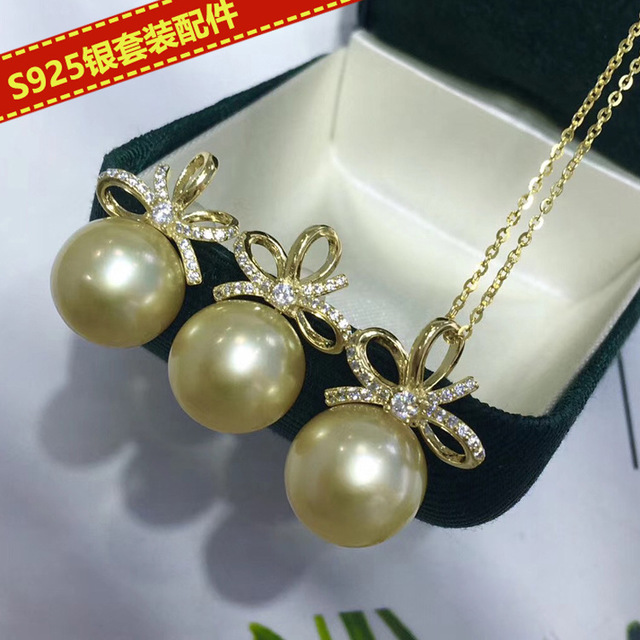 套装s925空托蝴蝶结珍珠diy饰品