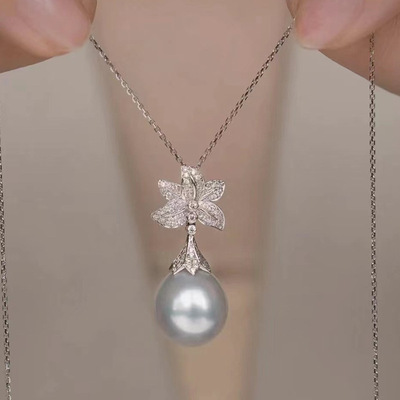 diy配件纯银珍珠吊坠空托时尚