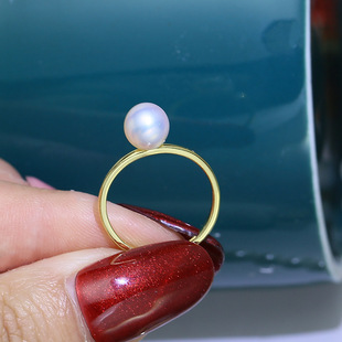 diy珍珠配件 S925纯银简约光板戒指指环空托配饰 半成品戒托材料