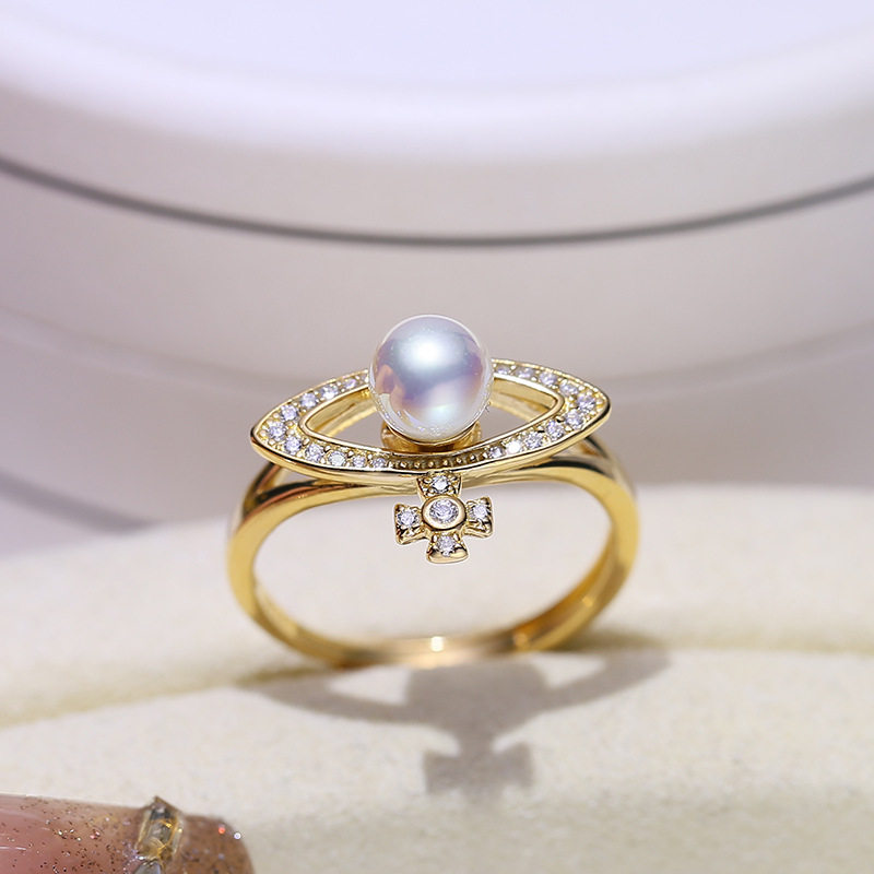 DIY配件S925纯银珍珠戒指空托