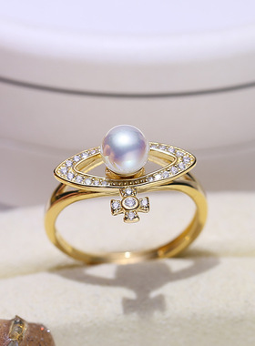 DIY配件S925纯银珍珠戒指空托