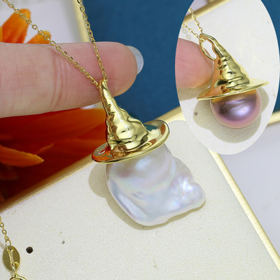 diy配件s925纯银帽子珍珠吊坠