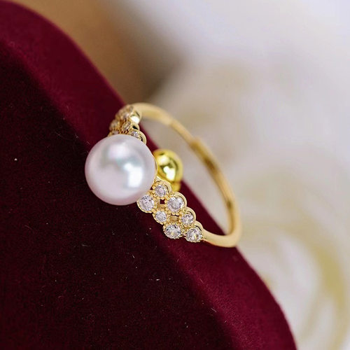 DIY配件S925纯银珍珠戒指空托