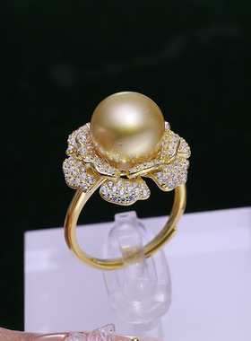 DIY配件S925纯银珍珠戒指空托