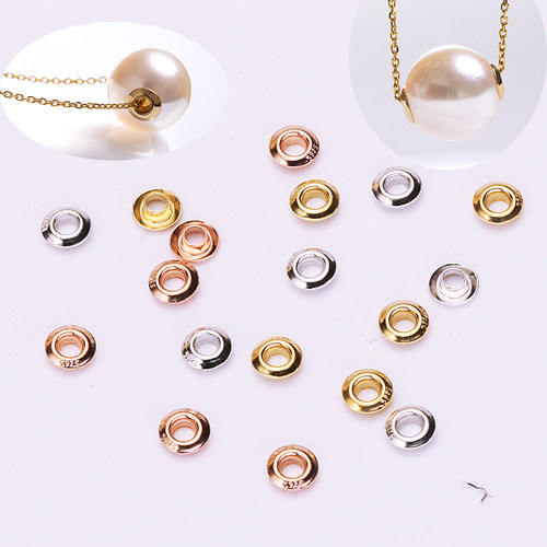 diy纯银路路通珍珠穿心链贴片