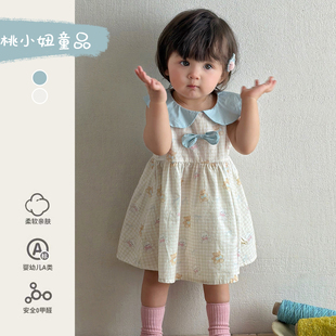 夏天2026新款韩版甜美娃娃领公主裙女宝宝夏季周岁礼服无袖连衣裙