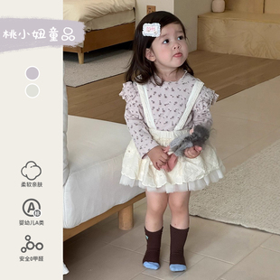套装 宝宝秋季 时髦洋气婴幼儿甜美碎花上衣背带哈裙两件套周岁服秋