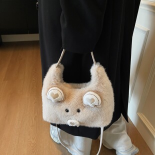 毛绒绒包包女2025新款秋冬流行爆款可爱手拎毛毛包超火单肩斜挎包