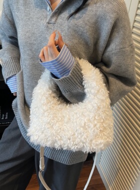 高级感羊羔毛手提包2025秋冬新款潮时尚单肩斜挎包小众设计毛毛包