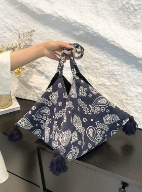 泰国粽子三角包民族风手工手提布包明星同款腋下包个性上课女包