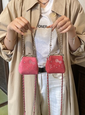 可爱质感2025秋冬新款口金包高级小香风手提烫钻斜挎包