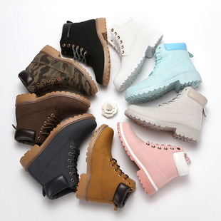 秋冬季 情侣高帮加绒马丁靴女韩版 百搭英伦大码 棉靴男户外短靴 新款