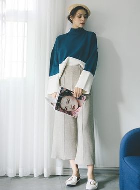 LOEN製衣 新款秋冬显高弹力宽松休闲针织棉阔腿裤 日式复古 FUDGE