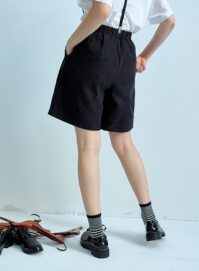 LOEN 原创设计百搭英伦宽松早秋休闲学生黑色日系短裤女 FUDGE