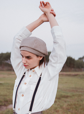 LOEN 原创设计秋冬百搭口袋文艺学院休闲白色长袖衬衫女 FUDGE