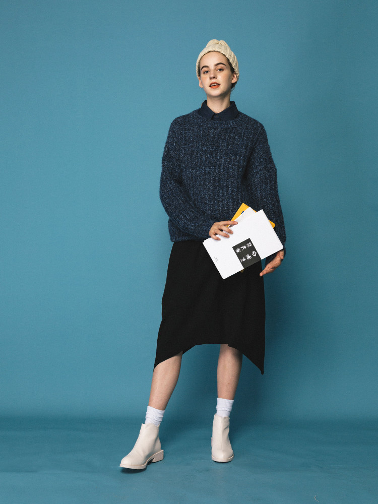 LOEN 原创设计秋冬新款百搭气质复古绒面不规则松紧半身裙 FUDGE