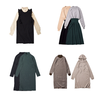 日系秋冬学生百搭打底针织中长款 LOEN 连衣裙 清仓特辑