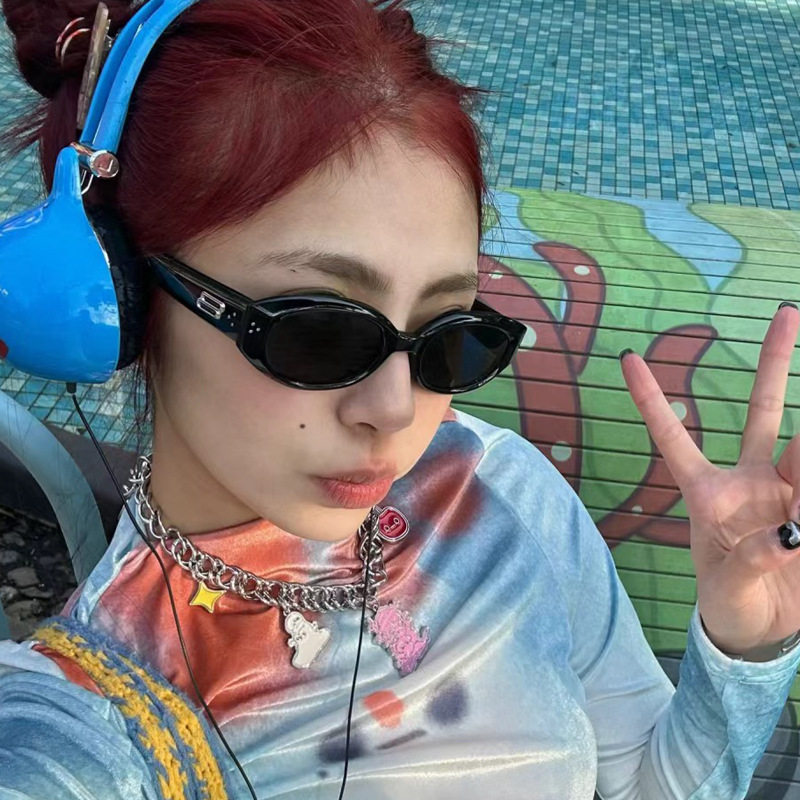 GM2024年新款墨镜女潮韩国时尚防晒防紫外线近视太阳镜男小框米钉