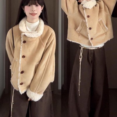 2025秋冬季新款巨好看羊羔毛小香风短款厚外套女独特漂亮初冬上衣