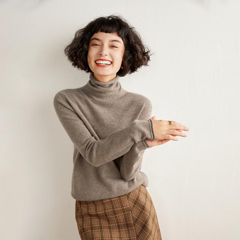 堆堆领山羊绒女软糯高领宽松套头