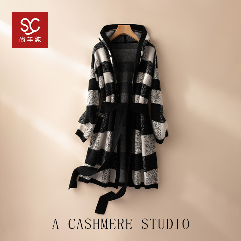 【香奶奶气质名媛】纯山羊绒！宽松连帽大衣开衫外套女CYR240123,女装/女士精品,羊绒衫,淘宝优惠券,粉丝福利购,淘宝优惠卷