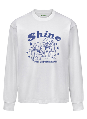 DE 长袖T恤男女款春季260克重磅纯棉休闲宽松单穿打底衫