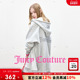 连帽拉链开衫 Juicy Couture橘滋外套女灰色宽松加绒刺绣长款 卫衣