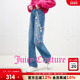 Juicy 子 长裤 Couture橘滋牛仔裤 女3D挂饰印花宽松直筒休闲时尚