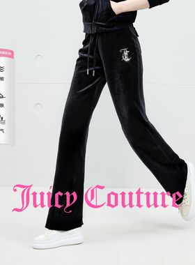 Juicy Couture橘滋【云棉天鹅绒】休闲裤女25秋冬新款丝绒喇叭裤