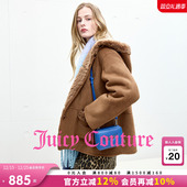 连帽加绒保暖上衣 Juicy 100%绵羊毛 Couture橘滋外套女25冬季