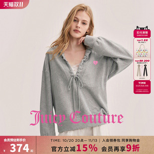Juicy Couture橘滋宽松套头长袖抽绳连帽卫衣女纯色气质百搭上衣