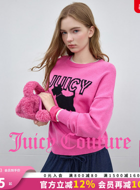 Juicy Couture橘滋针织衫女2025年秋冬新款小狗提花玫红粉色上衣
