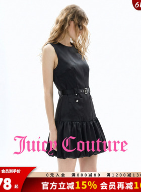 Juicy Couture橘滋连衣裙女26夏季新款黑色无袖缎面花苞裙短裙