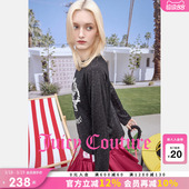 打底内搭上衣 黑色印花抽绳长袖 Juicy Couture橘滋T恤女26春夏新款