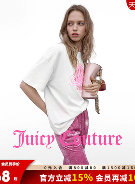 Juicy Couture橘滋T恤女26夏季新款星球亮片刺绣印花白色短袖上衣