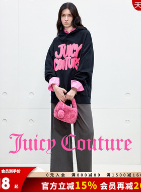 【100%棉】Juicy Couture橘滋卫衣女黑色印花上衣