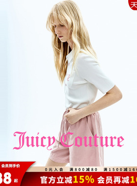 Juicy Couture橘滋针织衫女26夏季新款白色Polo领刺绣短袖上衣