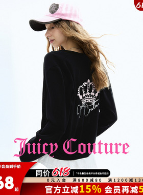 Juicy Couture橘滋外套女26春夏新款皇冠印花黑色针织开衫上衣