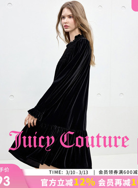 Juicy Couture橘滋连衣裙女黑色优雅法式丝绒裙子