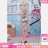 多巴胺彩色花卉印花中长裙 新款 Juicy Couture橘滋连衣裙女26夏季