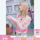 轻薄粉色印花打底T恤上衣 女26春夏新款 Juicy Couture橘滋针织衫