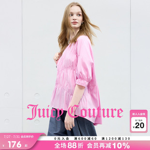 甜美高级气质女士抽褶上衣 Juicy Couture橘滋短袖 衬衫 25年夏新款